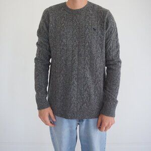 Abercrombie & Fitch Gray Cable Knit Sweater Wool Blend Classic Old Money XL
